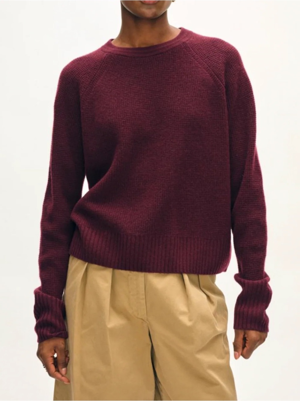 WHITE & WARREN CASHMERE WAFFLE SWEATSHIRT